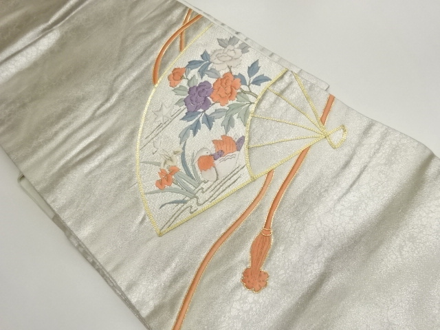 JAPANESE NAGOYA OBI / EMBROIDERY / FOLDING FAN PATTERN